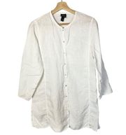 Eileen Fisher White Irish Linen Long Sleeve Button Down Tunic M