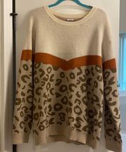 WannaB | Animal print color block crewneck sweater