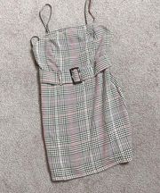 Primark plaid fitted belted mini dress