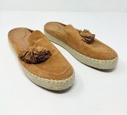 Gently Souls Kenneth Cole Rory Brown Suede Espadrille Tassel Slip On Shoes 9.5