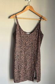 Reformation Marlowe Leopard-print Crepe Mini Dress in Bengal Large