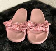 Victoria Secret PINK 9  Bow Slides Pale Pink Tropical Floral