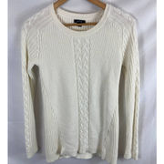 Nautica Womans White Cable Knit Long Sleeve Sweater Size Medium