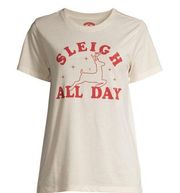 NEW Holiday Time “Sleigh All Day” Women‘s T-Shirt size XL Ivory