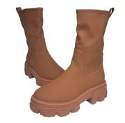 ASOS Design Acton Chunky Pull On Boots Camel Side Zip US7 Lug Sole