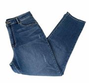 Time and Tru Distressed Straight Leg Jeans, Blue, 16
