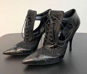 Givenchy Black Leather and Lace Heels