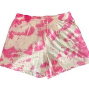 Women’s Pink & White Tie-Dye Casual Summer Beachwear Shorts Size Large