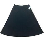 NWT Croft & Barrow Misses A-Line Full Midi Skirt Stretch Black - Women's 14