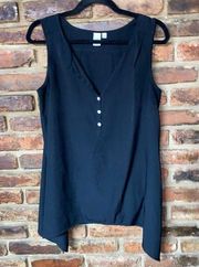 14th & Union Black Quarter Button Sleeveless Tank Top Women's Size Small