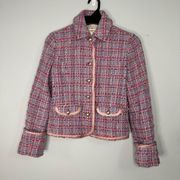 Y2K  Tweed Jacket Cropped Wool Pink