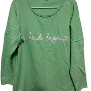 Crown and ivy green weekend happiness sweatshirt size xl