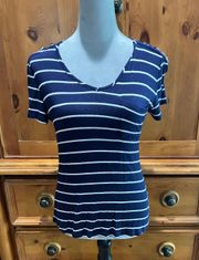 Striped Navy and white T-shirt, Sz L
