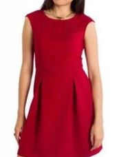 BETABRAND Red Work-It Cap Sleeve Pleated Dress - size Medium