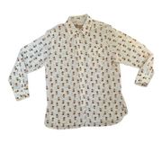 Ellen Tracy fox print button up shirt womens small animal cute print