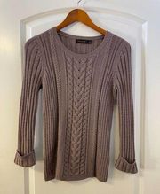 The Limited Purple Wool Blend Cozy Cable Knit Crewneck Sweater, Size Medium