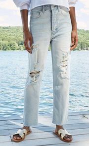 Straight Leg Distressed Ripped Jeans
