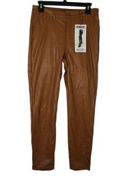 REWASH Juniors' 11 Light Brown High Rise Vegan Leather Skinny Pants Cropped