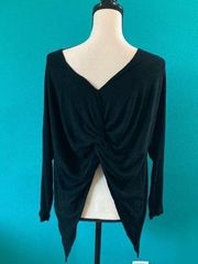 1.STATE Sylvia Knit twist back crew tunic sweater oversized in black in size xxs
