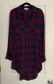 Red And Blue Plaid Flannel Mini Dress