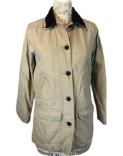 Vintage Lands' End women’s barn coat plaid lining corduroy collar cuffs size XS