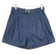 ModCloth Womens Size XS Blue Chambray Cotton Cuffed Shorts Lightweight Denim