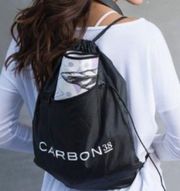 NEW WITHOUT TAGS / UNWORN CARBON 38 Black Nylon Logo Drawstring Backpack