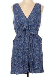 NEW NWT CHELSEA VIOLET Blue Green Floral Ruffle Sleeveless Rayon Romper Medium