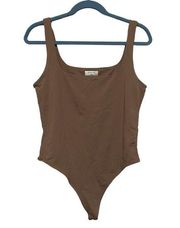 Babaton Aritzia Brown Square Neck Bodysuit