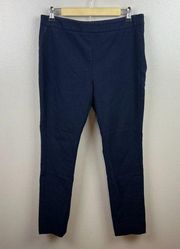 Tory Burch Trouser Pants Size 10 Navy Blue Side Zip High Rise Skinny Leg Chino