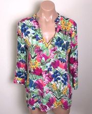 Nicole by Nicole Miller Floral Top Pink Green