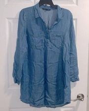 W118 by Walter Baker Denim Chambray Knee Length Casual Long Sleeve Dress