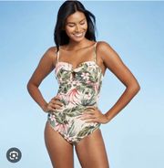 bandeau floral one piece swimwear