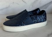 MARC FISHER Navy Blue Glitter Slip on Sneakers Size 7 NEW