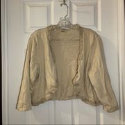 Peter Nygard Tan Ruffle Trim Open Front Cropped Cardigan 1X