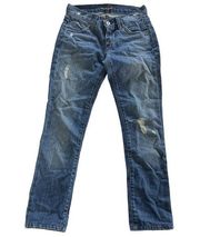 James Jeans Womens 24 Blue Skinny Distressed Dry Aged Denim Low Rise Cotton