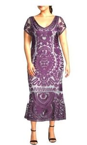 JS Collections Plus ​Soutache Midi Dress plum color size 14W Excellent condition