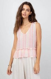 Rails Mira Apricot Stripe Peplum Tank Top L