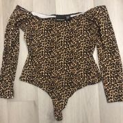 American Apparel bodysuit top size Large leopard print made in USA