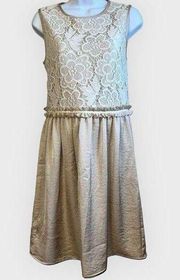 The Limited Stunning Champagne With Cream Crochet Trim Dress NWOT Size 6