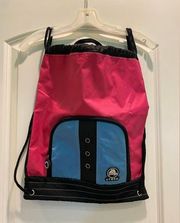 Drawstring Backpack Bag Pink and Blue