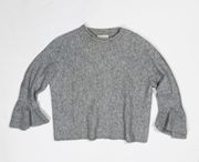 3.1 Phillip Lim Wool Alpaca Knit Mock Neck Ruffle Sleeve Pullover Sweater Gray