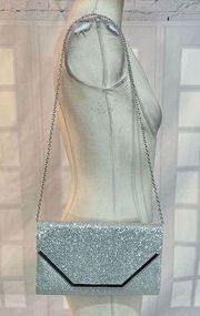 Call it spring silver sparkly envelope style dressy shoulder bag purse