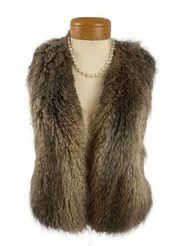 Club Monaco womens Matilda brown Faux Fur Open Vest size small