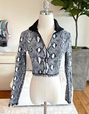 NWT Adam Selman Sporty Snake-Print Stretch Jersey Crop Top Size M