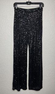 NEW Aakaa Womens All Over Black Sequin Pants Size Medium Party Cocktail Dressy