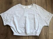 Anthropologie Postmark Grey Pearl Beaded Dolmain Sleeve Sweater M