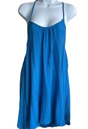 Elan Women Dress Scoop Neck Sleeveless Cover Up Backless Pullover Small Blue