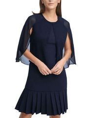 DKNY Women's Chiffon Cape Sleeve Cardigan Sweater Black Size S
