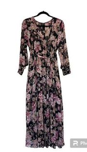 Enfocus Studio Floral Long Sleeve Chiffon Dress Size 4